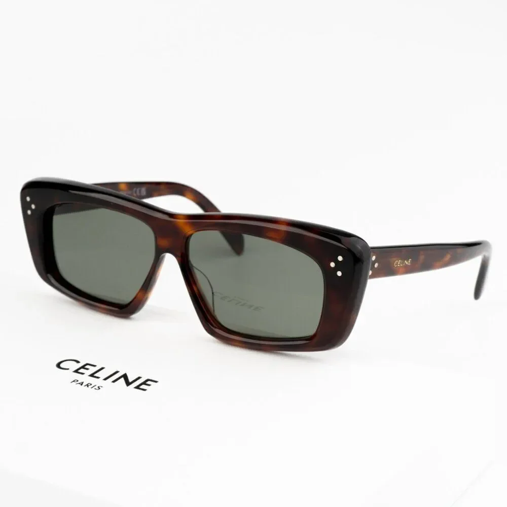 SALE! NEW Celine CL40259I 52N Havana Green Rectangle Unisex Sunglasses CL 40259I